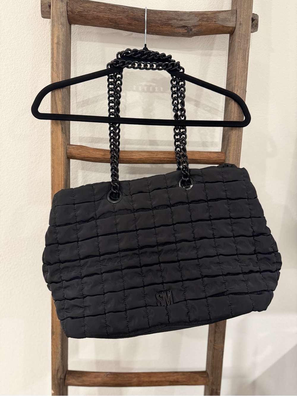Steve Madden Quilted Chain-Handle Tote - Black